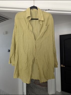 Women's Chartruse Linon Button Up